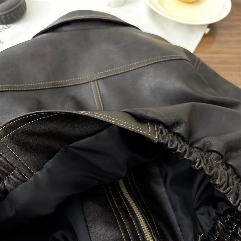 M&T Wear - Children's PU Leather Jacket Boys Fashion Coat Girls Classic Retro Outerwear Autumn Kids New Street Fashionable  Casual Tops