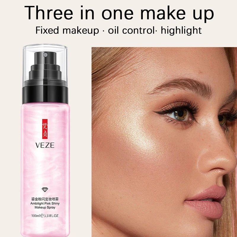 100Ml Setting Spray,Glossy Matte Base Makeup,Mattifying Lightweight & Hydrating Make-up Fixer Spray Makeup Fixation for All Skin