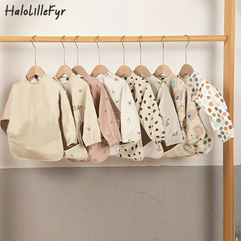 M&T Wear - Kids Baby Feeding Bibs Waterproof Long Sleeve Apron with Pocket Toddler Burp Cloth Boys Girls Anti-dirty Art Smock Baby Stuff