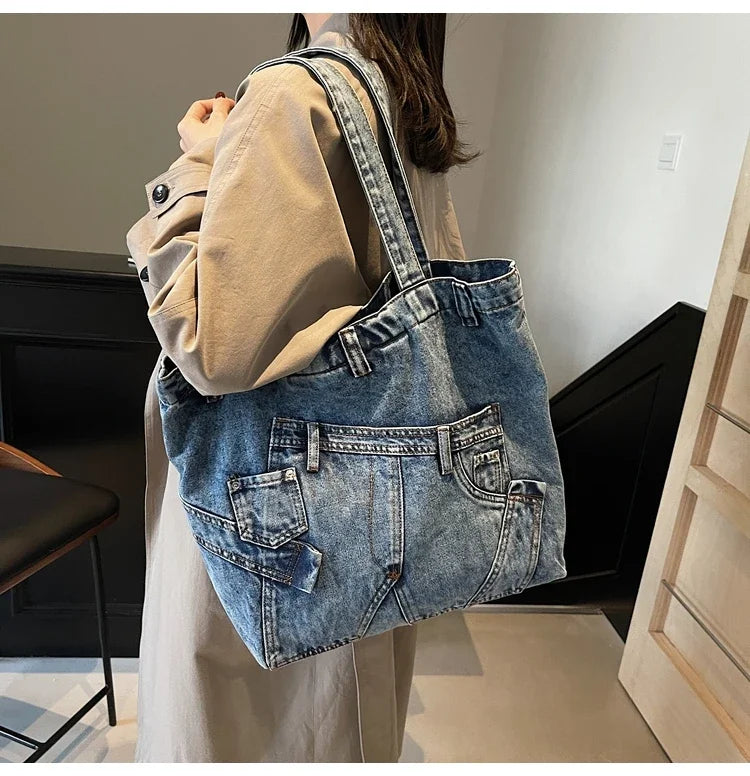 M&T Wear - 2025 Retro Denim Tote Bag for Women