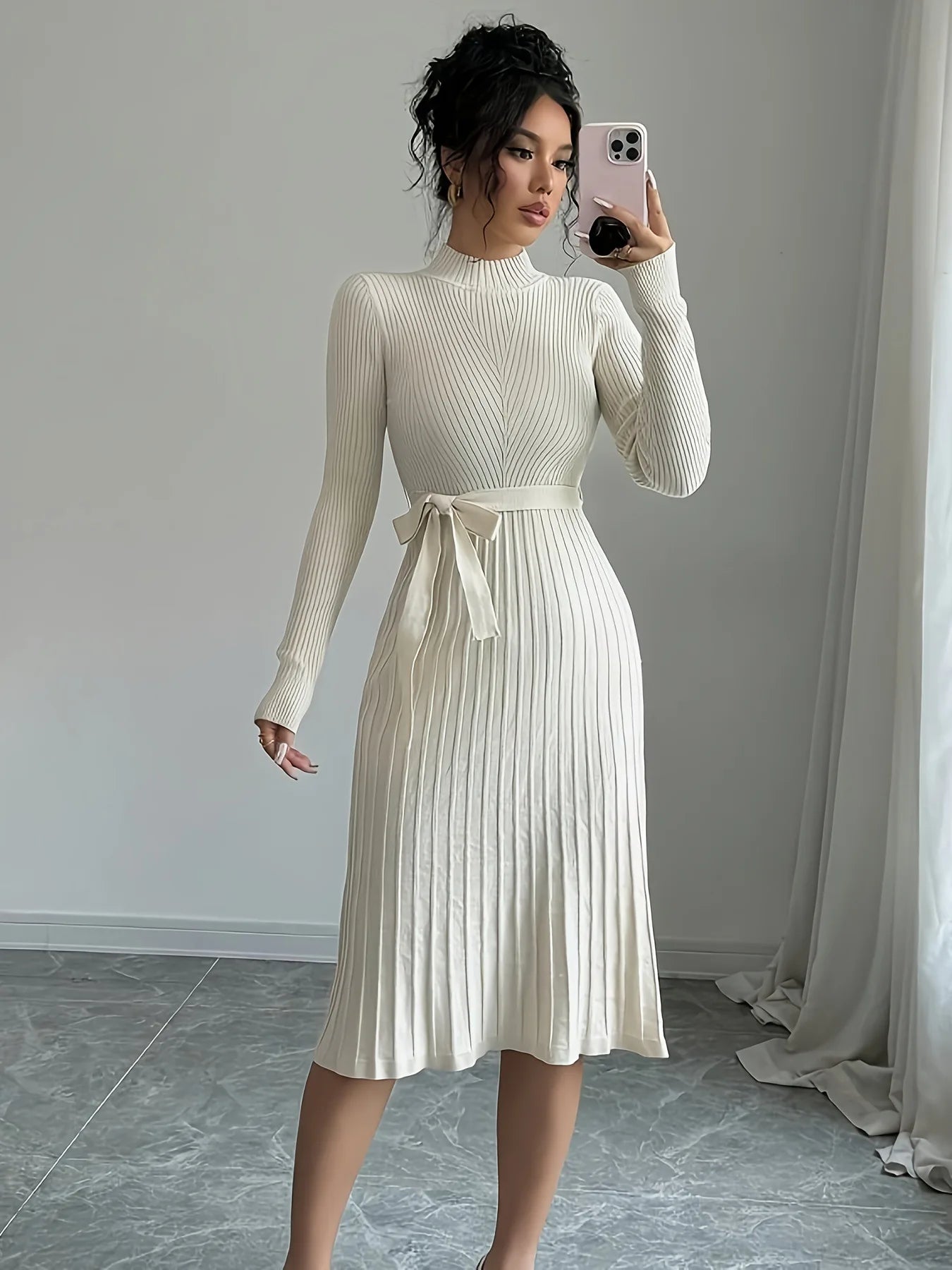 M&T Wear - Vintage Turn-Down Collar A-Line Maxi Dress