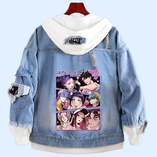 M&T Wear - Kids Denim Jacket Anime Kpop Demon Hunter Saja Boys New Autumn Sweatshirts Hooded Coats Fashion  Adult Casual Streetwear Clothes