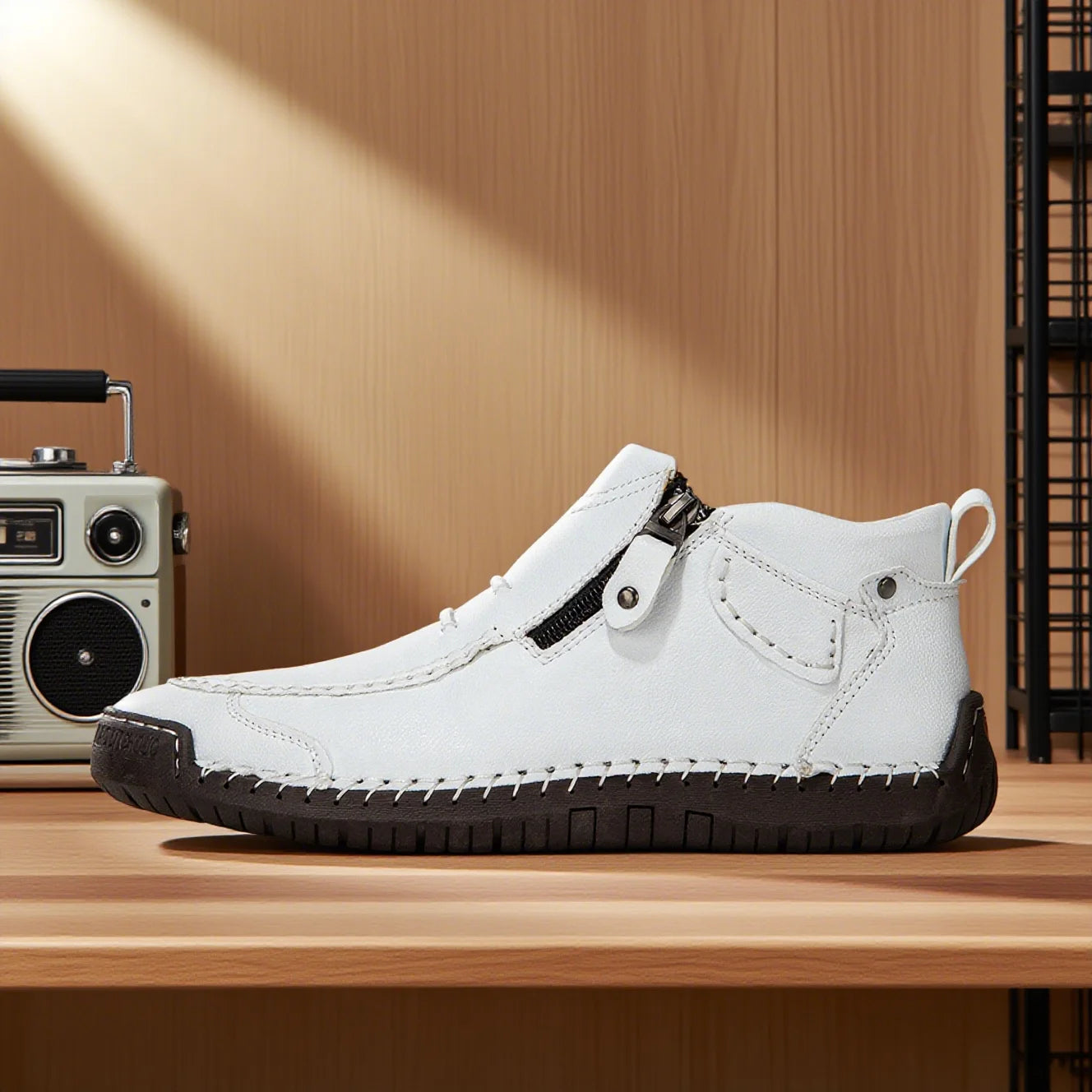 M&T Wear - New Casual Shoes for Men White Luxury Round Toe Men Ankle Boots Light Slip on Walking Shoes Outdoor Comfor Men High Top Sneakers