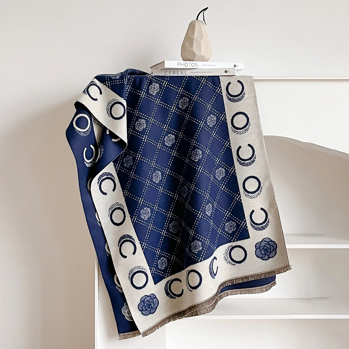 M&T Wear - Luxury Designer Brand Winter Blanket Scarf Shawls for Women Warm Pashmina Cashmere Exquisite Floral Print Large Wrap Long Foular