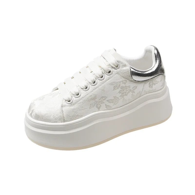 M&T Wear - Women Shoe Spring Autumn Casual Flats Female Thick Sole Breathable White Vulcanized Shoes