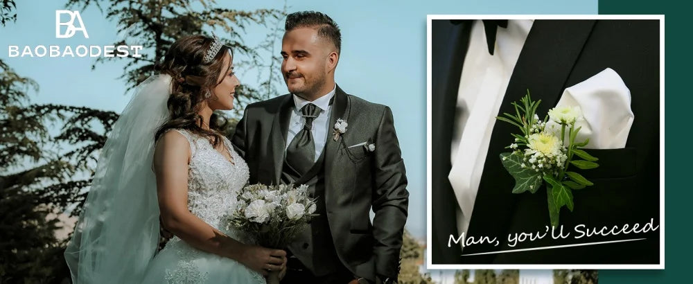 M&T Wear -  Men’s 3-Piece Tuxedo Suit with Lace Lapel – Stylish Party & Dinner Set