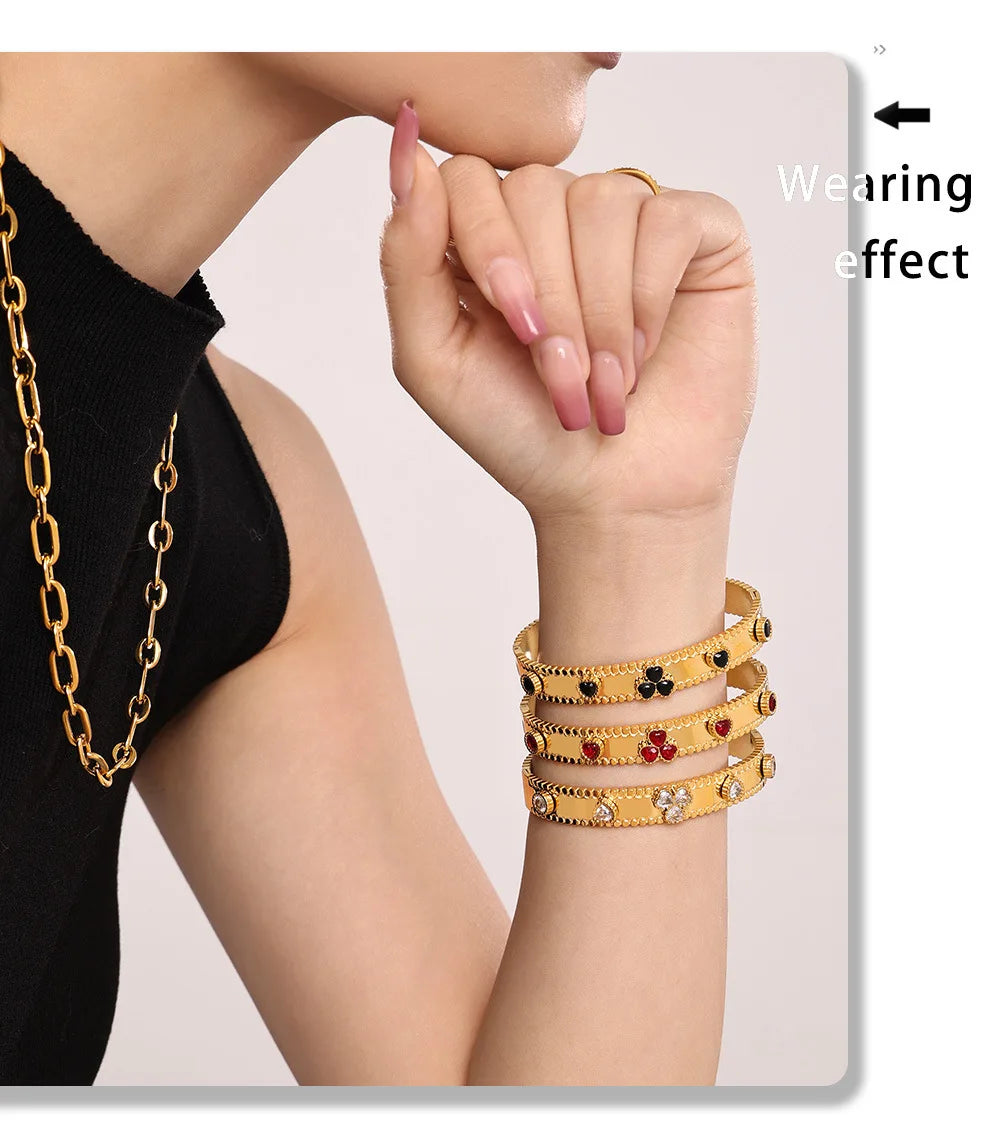 M&T Wear Women's Gear Buckle Bracelet – Love Zircon Stainless Steel Jewelry