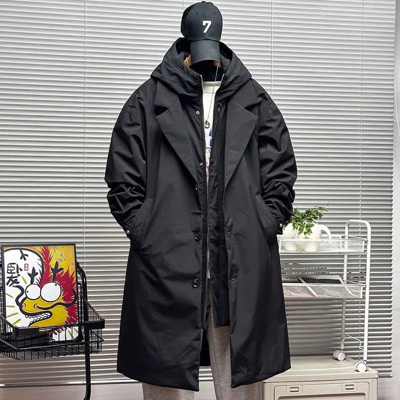 M&T Wear Men’s Korean Style Hooded Windbreaker – Two-Piece Mid-Length Jacket