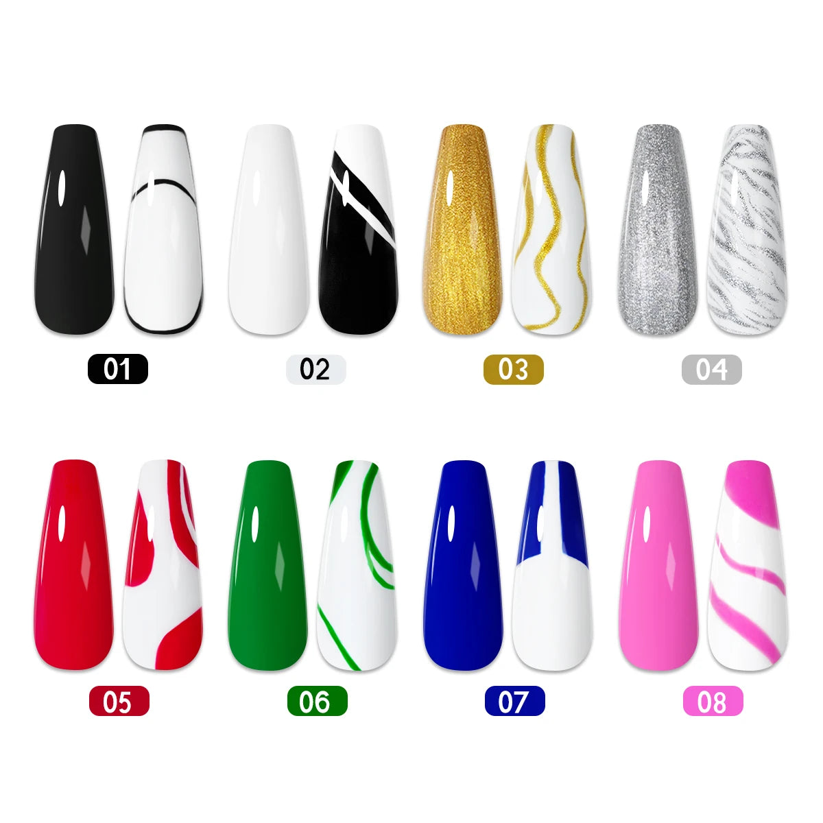 M&T Wear - Gel Liner Nail Art Set | 6 Colors Nail Design Polish Kit (5ml Each)