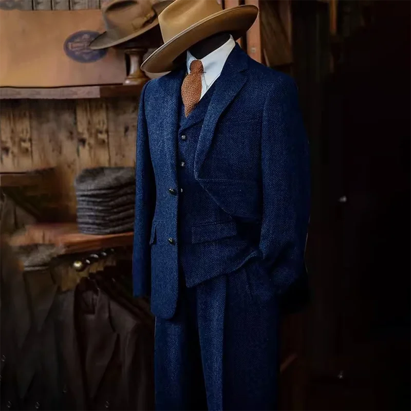 M&T Wear Men’s 3-Piece Herringbone Suit – Luxury 2025 Edition