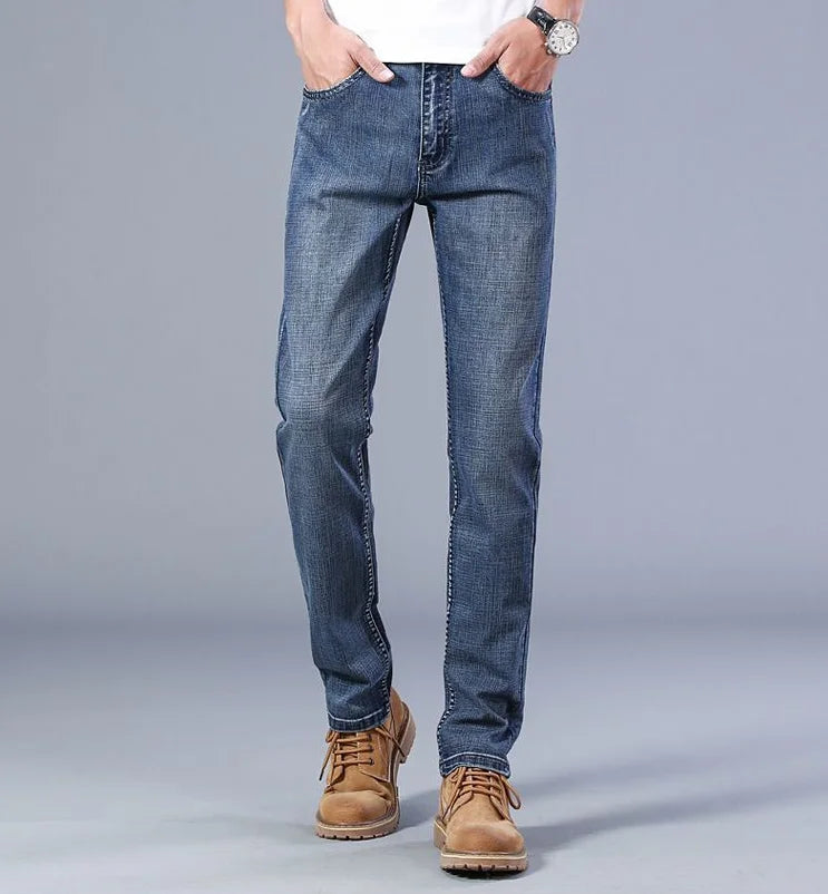 M&T Wear - Mens Denim Pants Spring Casual Business Straight Fit Loose Elasticated Jeans Stylish Comfortable Pants for Work and Daily Wear