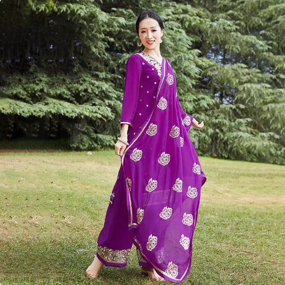 M&T Wear - Traditional Women's Ethnic Dance Costume Sari Next  Chaabi Three Piece Set