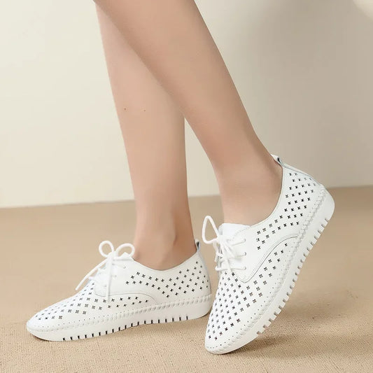 M&T Wear - sneaker women platform shoes female Genuine Leather Walking flat sandals for women Breathable Comfort Vacation shoes