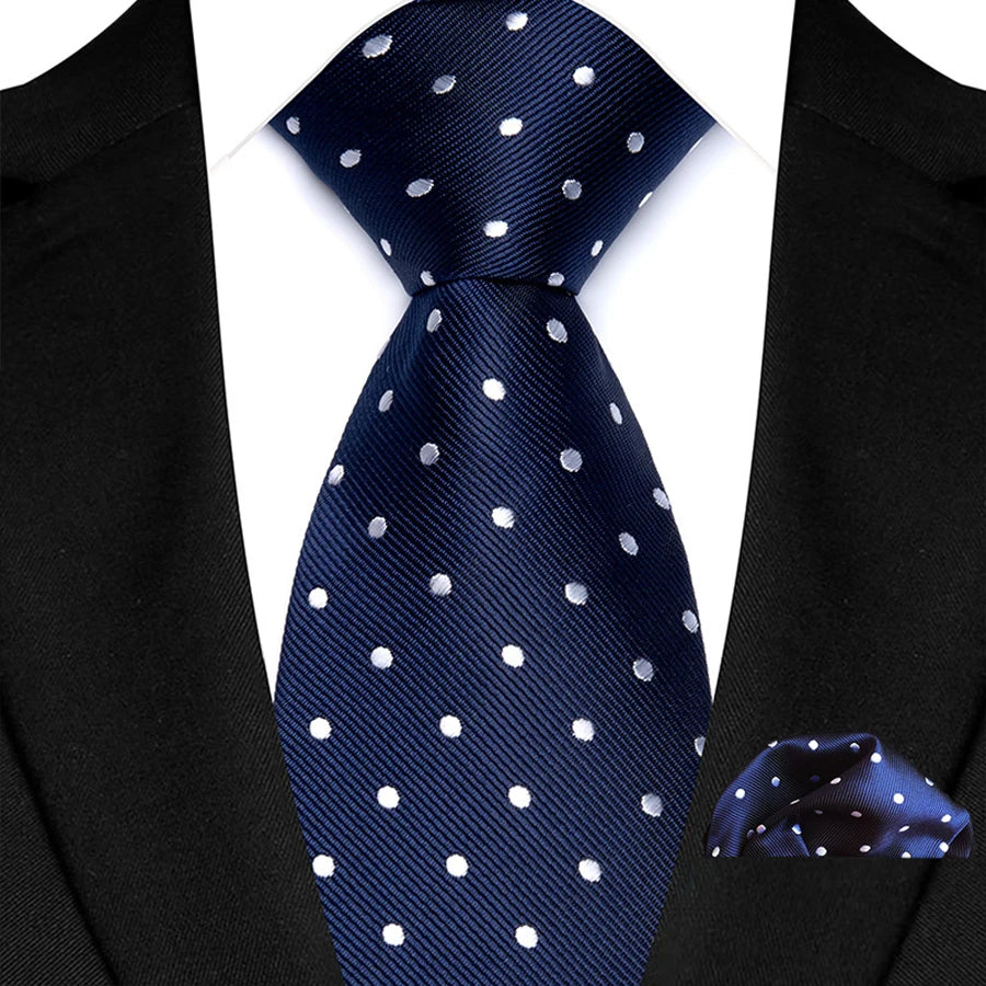 M&T Wear - Luxury Navy Solid 8cm NeckTie & Pocket Square Set