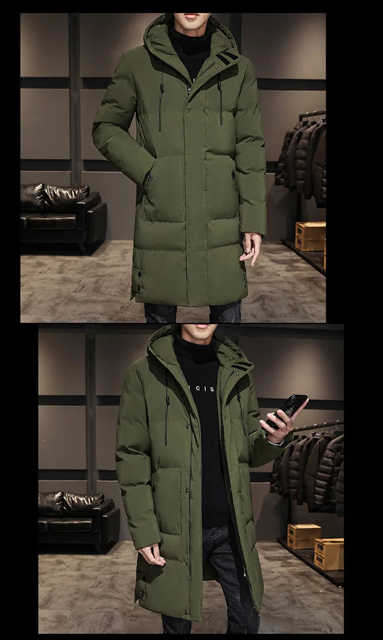 M&T Wear - Men’s Long Winter Down Jacket – Thick Warm Hooded Parka Coat