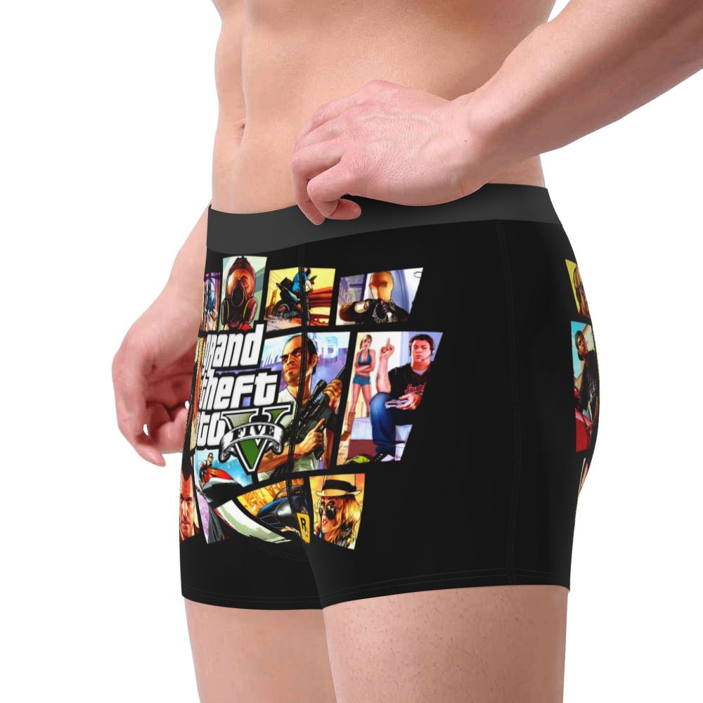 M&T Wear - Custom Grand Theft Auto Adventure Game Underwear Men Breathable GTA Boxer Briefs Shorts Panties Soft Underpants For Homme