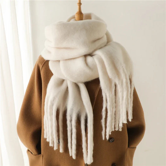 M&T Wear - Winter Scarf for Women Cashmere Warm Solid Pashmina Blanket Wraps Female Thick Soft Bufanda Big Tassel Shawl Long Poncho Echarpe