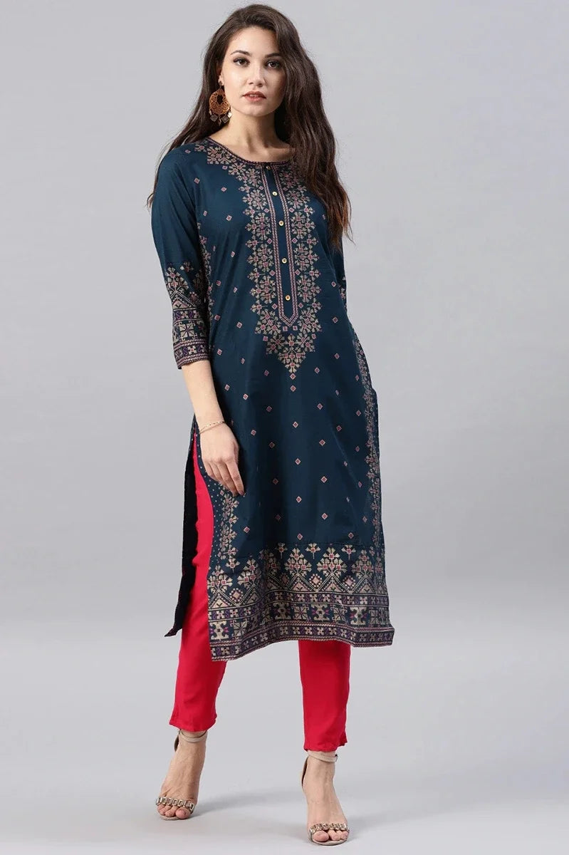 M&T Wear - Pakistani Cotton Floral Printed Kurti Top for Women
