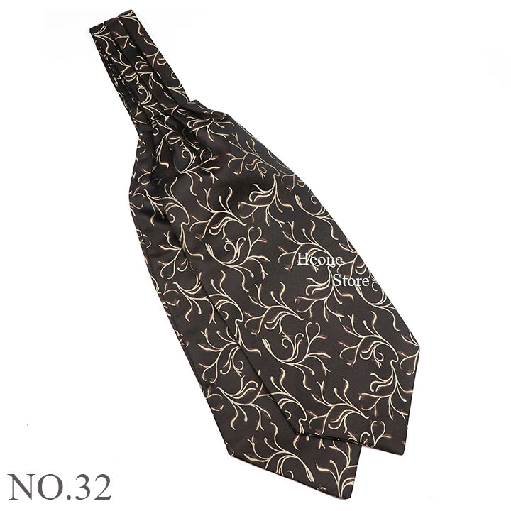 Luxury Mens Scarf Tie Solid Color Dot Geometric Pattern Floral Jacquard Woven Polyester Silk Ascot Cravat Tuxedo Suit Shirt Gift