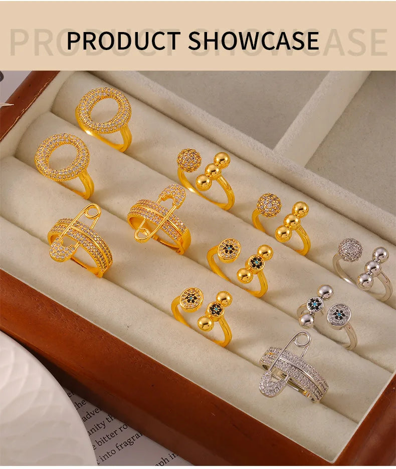 M&T Wear – Elegant Gold & Silver Zircon Cocktail Ring for Women