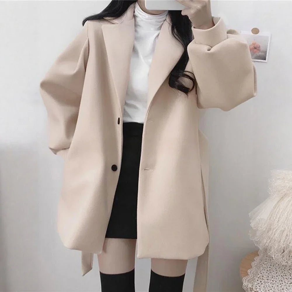 M&T Wear - Elegant Essential Single Button Overcoat for Women