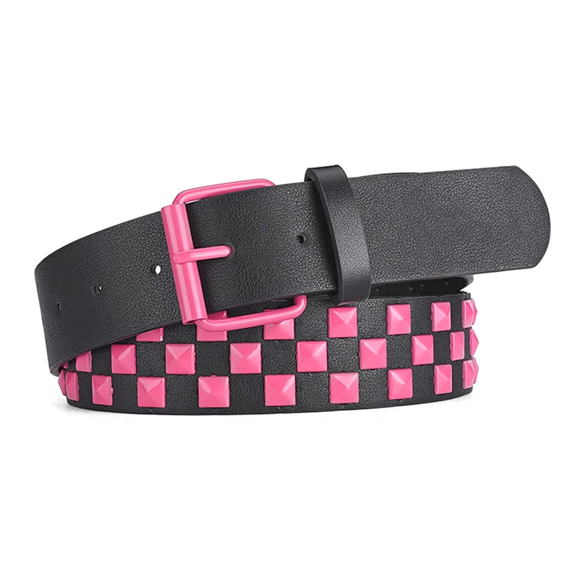 M&T Wear - Personalized Rivets Checkerboard Punk Belt