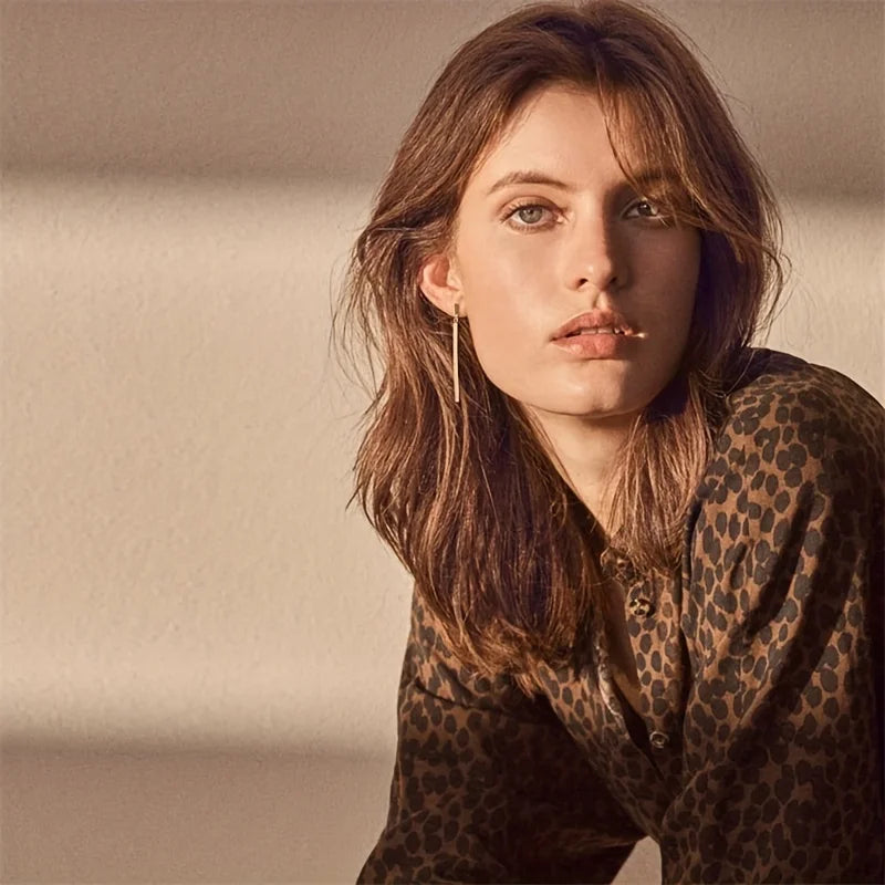 M&T Wear - Minimalist Long Drop Earrings for Women | Retro Straight Bar Design, Elegant Personalized Style