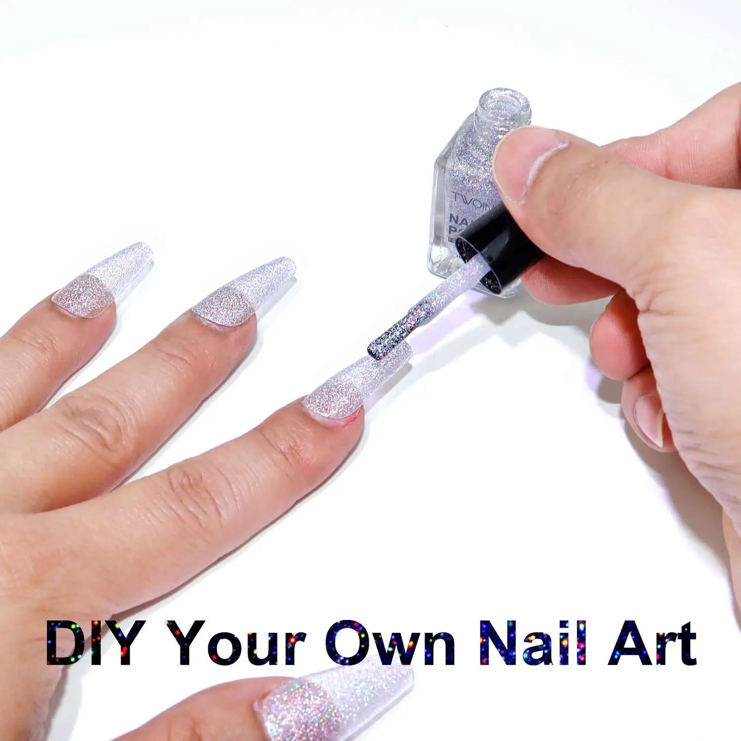 M&T Wear - 8ml Holographic Silver Glitter Nail Polish