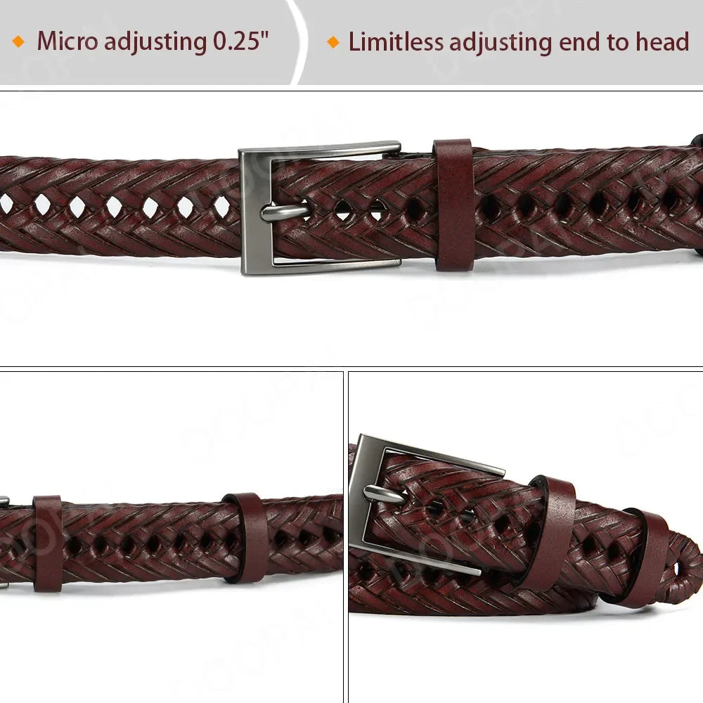 M&T Wear - Braided 100% Genuine Leather Pin/Automatic Belt