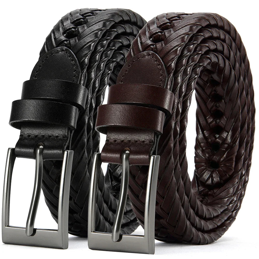 M&T Wear - Braided 100% Genuine Leather Pin/Automatic Belt