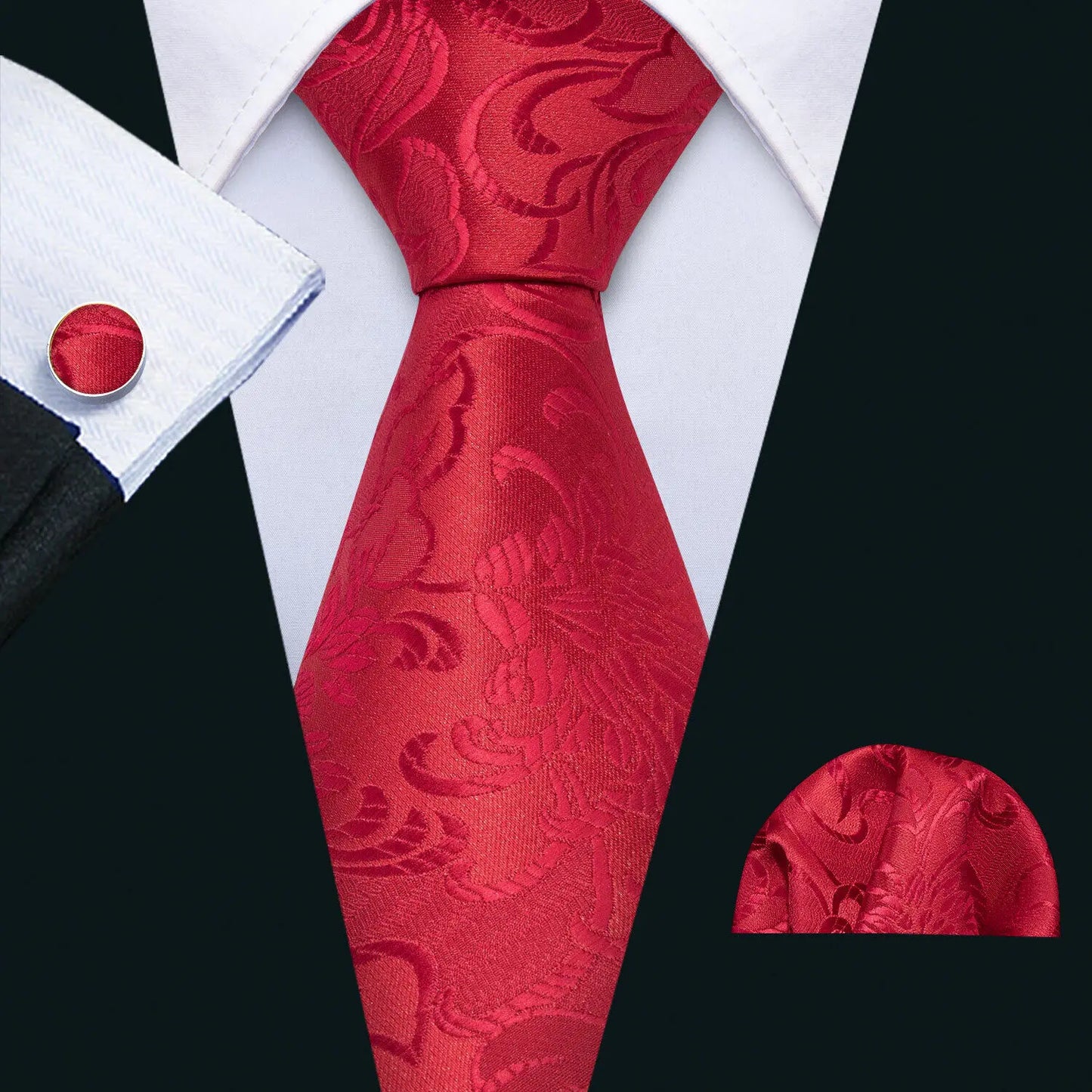 M&T Wear - Exquisite Floral Silk Necktie & Cufflink Set