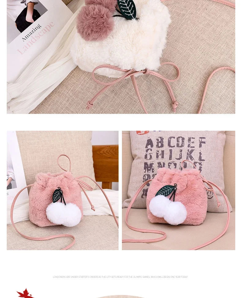 M&T Wear – Women’s Faux Fur Crossbody Bag | Cute Plush String Shoulder Purse