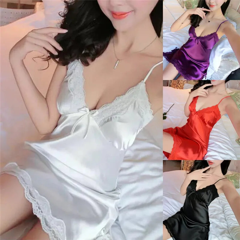 M&T Wear - Women Lingerie Silk Robe Dress Nightdress Nightgown Sexy Sleepwear Nightdress omen Sexy Lingerie Silk Robe Dress Nightdress