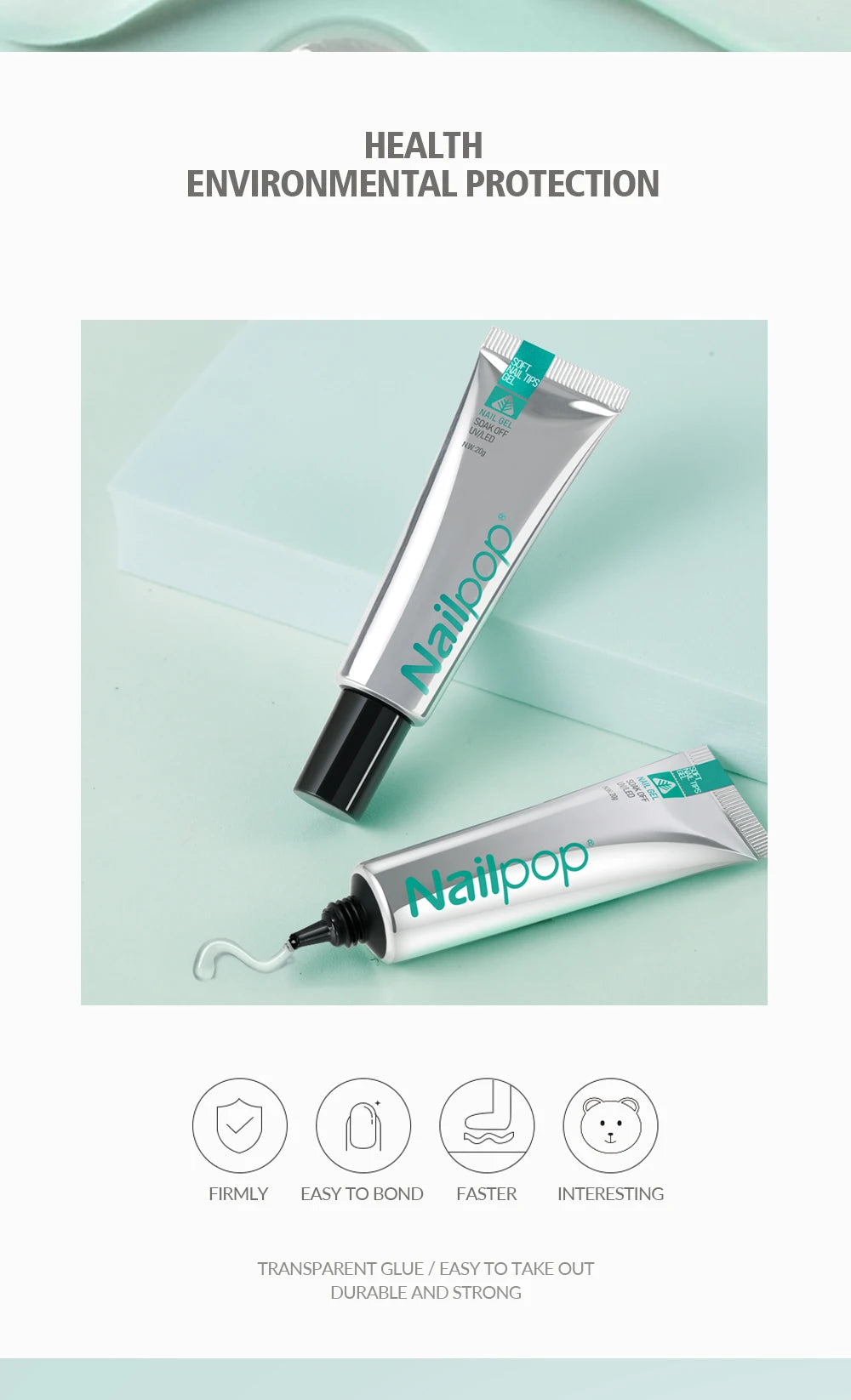 M&T Wear - Soft Nail Tips Gel Glue 20g | Long-Lasting Adhesive for Fake Nails