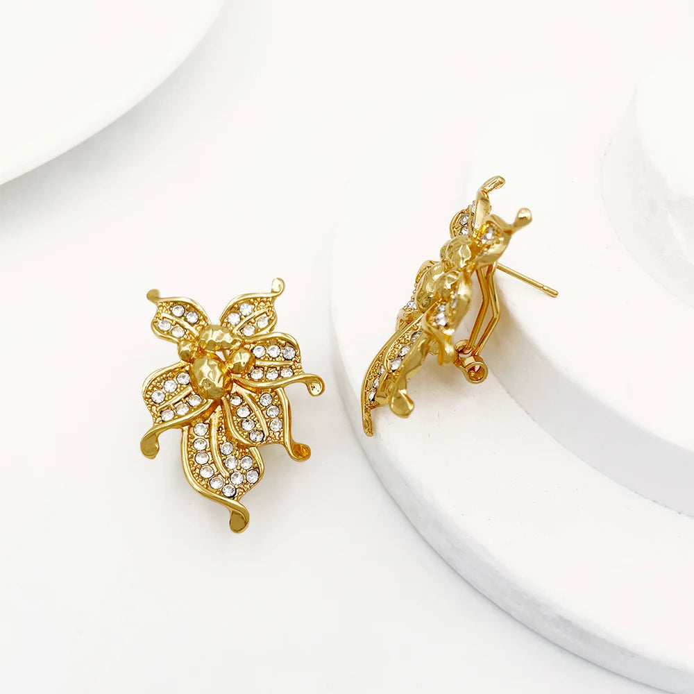 M&T Wear - Wedding Jewelry Set, 4-Piece Flower Choker Necklace, Bracelet, Earrings & Ring