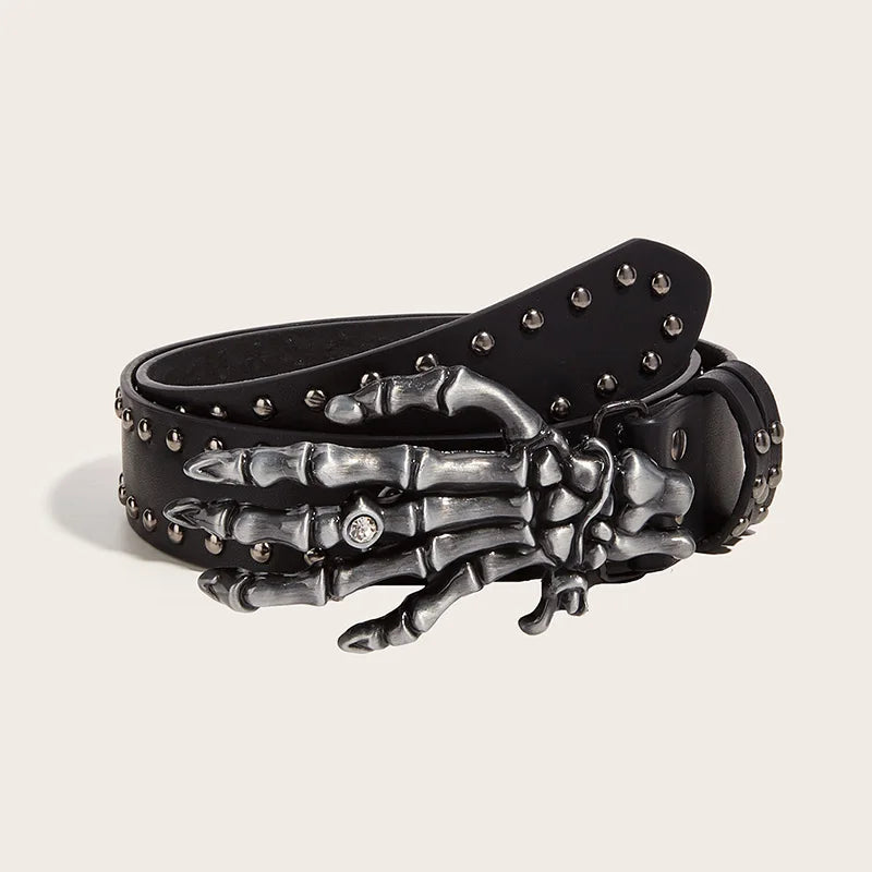 M&T Wear - Punk Goth Rivet Skull Buckle Belt