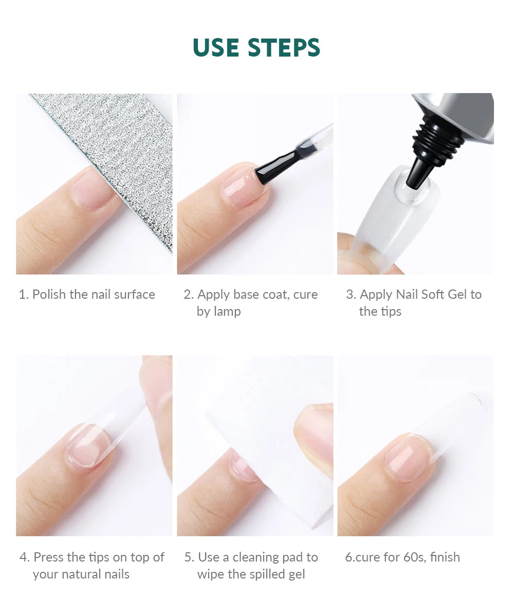 M&T Wear - Soft Nail Tips Gel Glue 20g | Long-Lasting Adhesive for Fake Nails