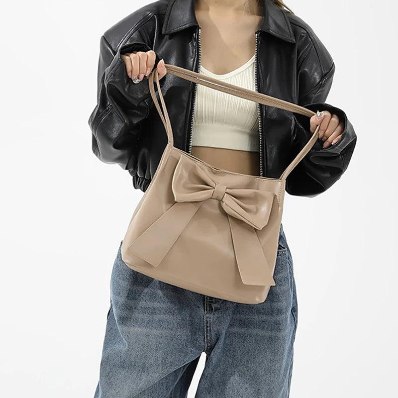 M&T Wear - Women’s Bow-Tie High-Capacity Underarm Bucket Bag