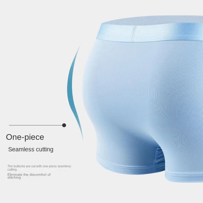 M&T Wear - 4pcs Boxer Shorts Men's Ice Silk Underwear Male Underpants Breathable Sexy Thin Panties U Convex Lingerie Wholesale Lots L-6XL