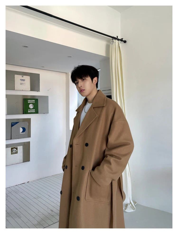 M&T Wear - Thick Korean Vintage Long Woolen Trench Coat for Men