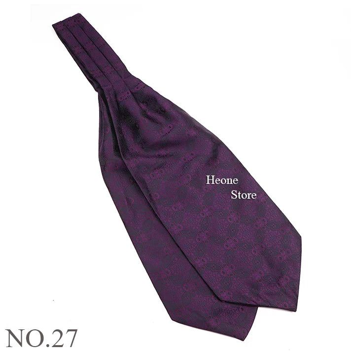 Luxury Mens Scarf Tie Solid Color Dot Geometric Pattern Floral Jacquard Woven Polyester Silk Ascot Cravat Tuxedo Suit Shirt Gift