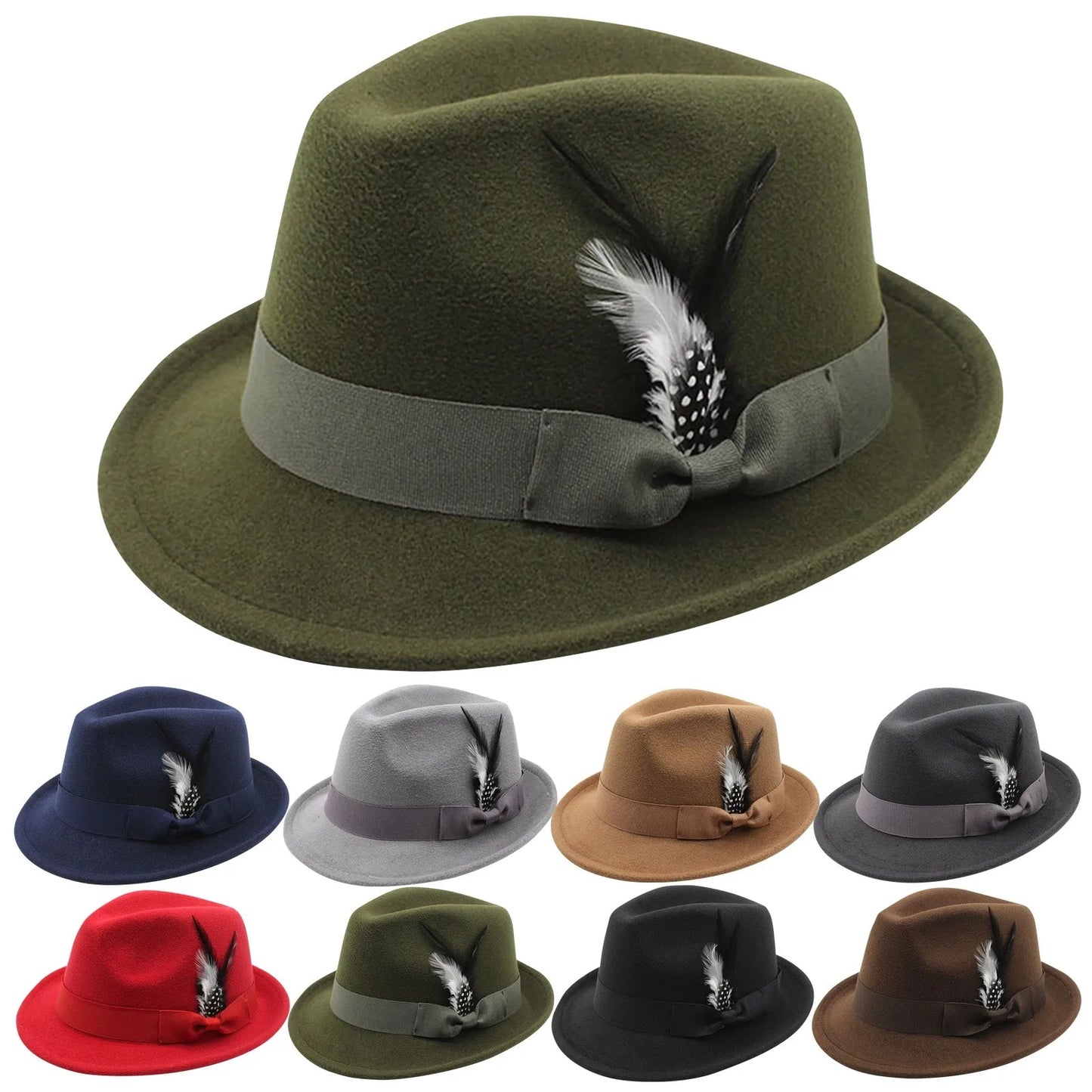 M&T Wear - Elegant Feather Felt Jazz Top Hat