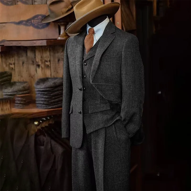 M&T Wear Men’s 3-Piece Herringbone Suit – Luxury 2025 Edition