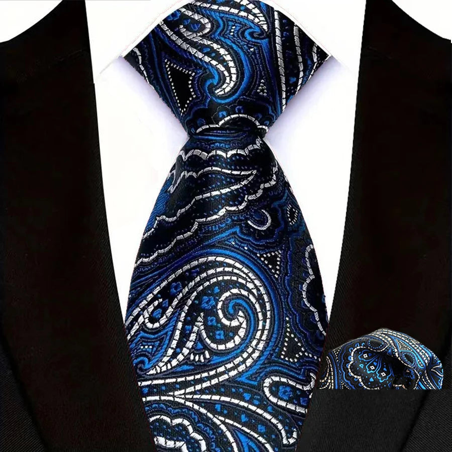 M&T Wear - Luxury Navy Solid 8cm NeckTie & Pocket Square Set