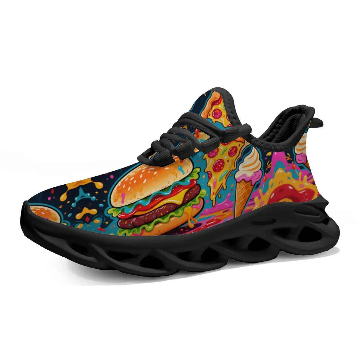 M&T Wear - Kids Sneakers Anti-skid Leather for Boys Orange Casual Children Shoes with Fashion Running Walking Lightweight Hamburger Pattern