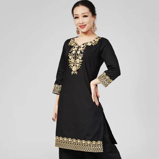 M&T Wear - Pakistani Clothing Women's Pure Cotton Embroidered Side Concealed Long Sleeved Shirt