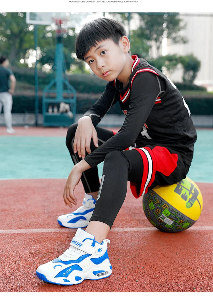 M&T Wear - Kids Basketball Shoes Boys Student Sports Shoes School Daily Outdoor Running Sneakers High Top Children Basketball Sneakers