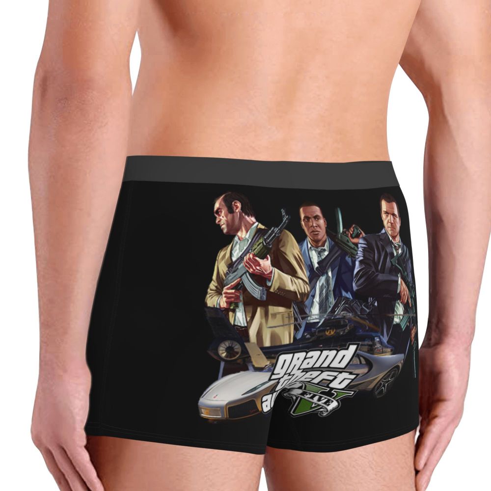 M&T Wear - Custom Grand Theft Auto Adventure Game Underwear Men Breathable GTA Boxer Briefs Shorts Panties Soft Underpants For Homme