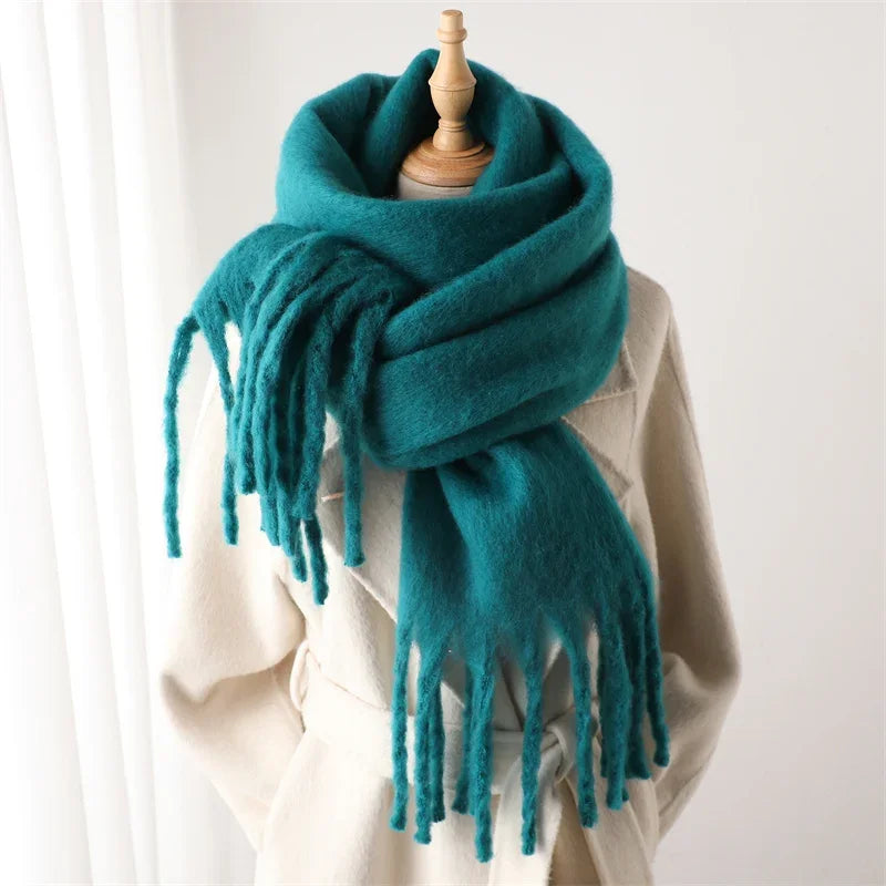 M&T Wear - Winter Scarf for Women Cashmere Warm Solid Pashmina Blanket Wraps Female Thick Soft Bufanda Big Tassel Shawl Long Poncho Echarpe