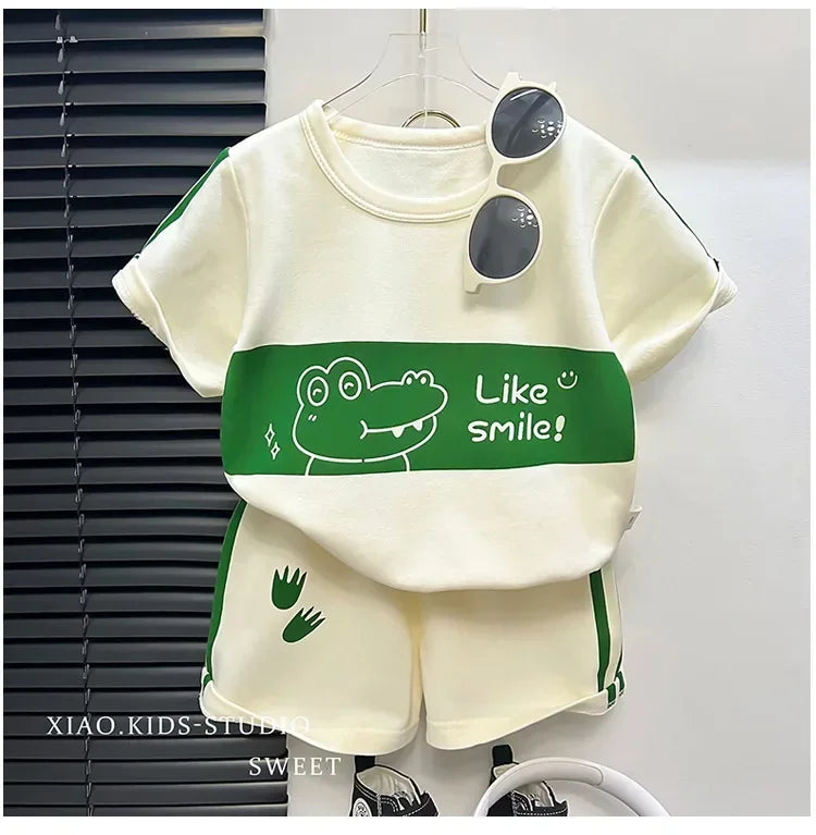 M&T Wear - Kids Clothes Cotton Set Short Sleeve Suit Baby Girls Boys Set Summer Tops +short Children's Wear 2024 New